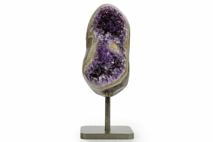 Dark Purple Amethyst Geode On Metal Stand - Uruguay #364452